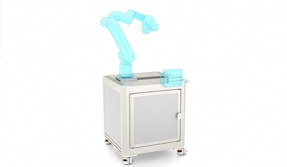 Mobile robot island for cobots with central cable duct